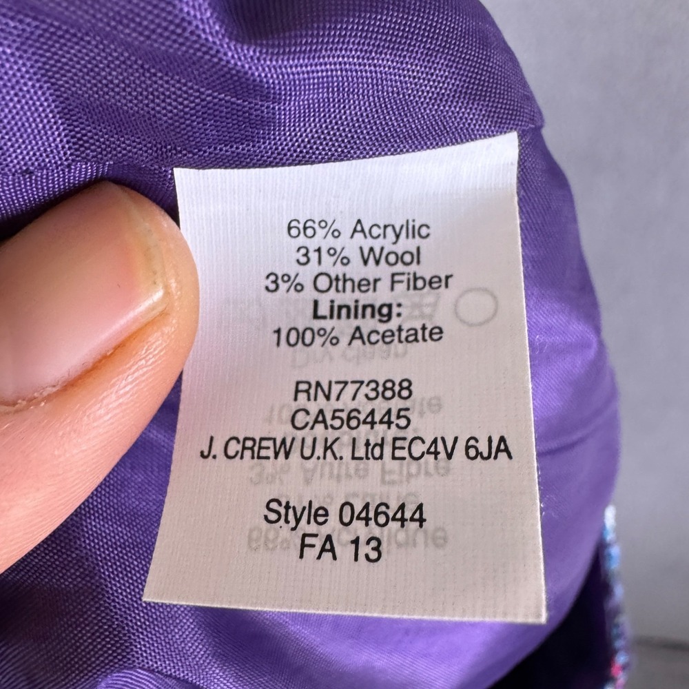 J.Crew Mini Skirt Sz 0 Tweed Wool Blend Pink Purple Zipper Trim Very Cute! - Picture 8 of 10